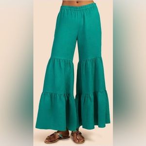 TRINA TURK Teal Linen Chill Out Pants NWT Medium